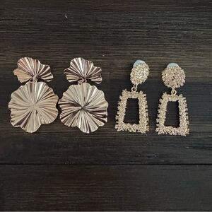 2 Pairs of Gold-Toned Statement Earrings